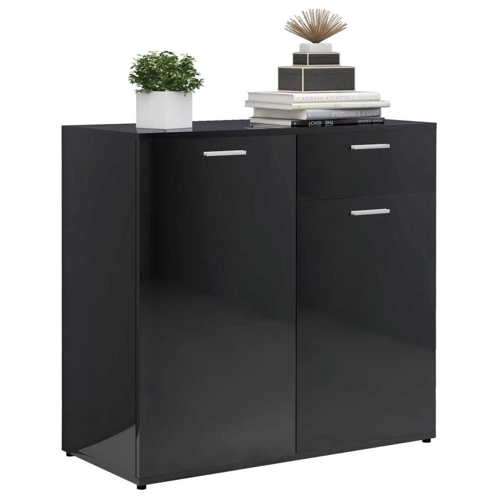 Sideboard High Gloss Black 160x36x75 cm Chipboard